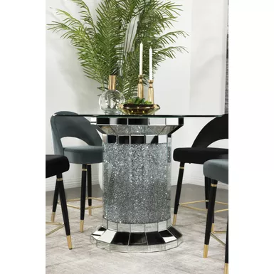 Ellie Pedestal Round Glass Top Counter Height Table Mirror