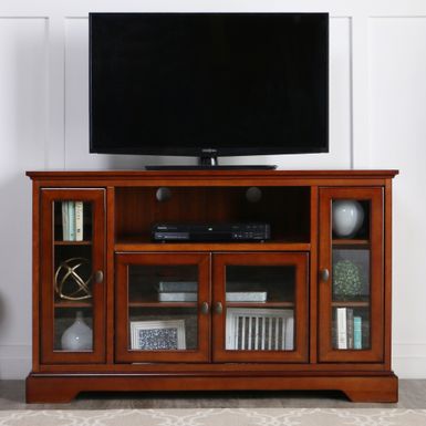 52 in. Rustic Brown Highboy Style Wood TV Stand - 52 in. Rustic Brown Highboy Style Wood TV Stand