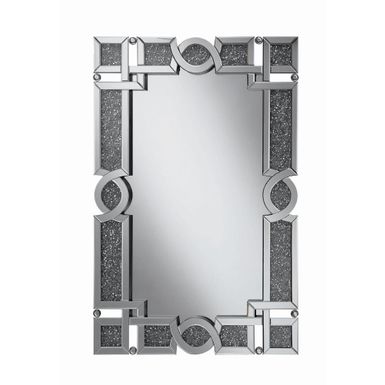 image of Interlocking Wall Mirror with Iridescent Panels and Beads Silver with sku:961444-coaster