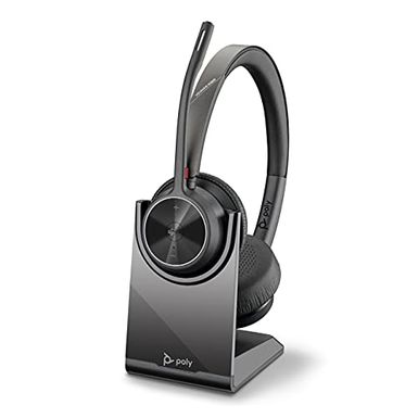 image of Poly - Voyager 4320 UC Wireless Headset + Charge Stand (Plantronics) - Headphones with Boom Mic - Connect to PC/Mac via USB-A Bluetooth Adapter, Cell Phone via Bluetooth - Works with Teams, Zoom &More with sku:b09bbswv89-pol-amz