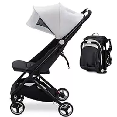 image of GAOMON Lightweight Stroller, Compact One-Hand Fold Travel Stroller for Airplane Friendly, Reclining Seat and Canopy with sku:b0cjc1xsbv-amazon