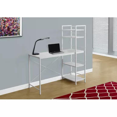 Computer Desk/ Home Office/ Laptop/ Storage Shelves/ 48"L/ Work/ Metal/ Laminate/ White/ Contemporary/ Modern