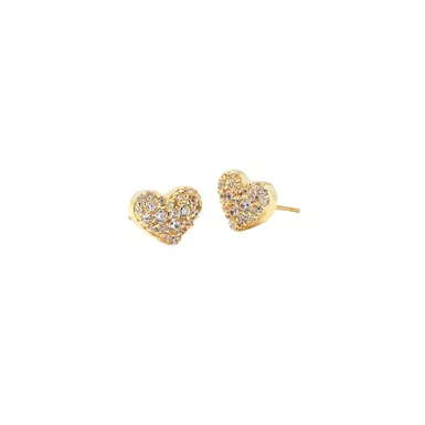 image of Kendra Scott Ari Pave Crystal Heart Earrings (Gold/White CZ) with sku:9608802992|gold-metal|white-cz-corporatesignature