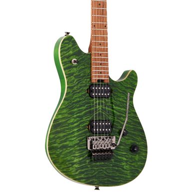 image of EVH Wolfgang Standard QM Electric Guitar. Baked Maple Fingerboard, Transparent Green with sku:evh-5107003587-guitarfactory