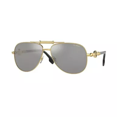 Versace Sunglasses (VE2236-1002Z3, Gold/Polarozed Grey Mirror)