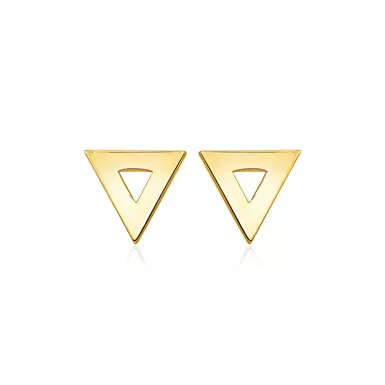 14k Yellow Gold Polished Open Triangle Post Earrings