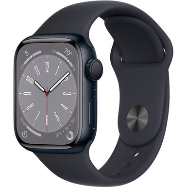 image of Apple Watch Series 8 (GPS) 41mm Aluminum Case with Midnight Sport Band - S/M - Midnight with sku:bb21207577-6340248-bestbuy-apple
