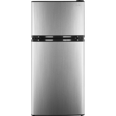 image of Insignia™ - 4.3 Cu. Ft. Mini Fridge with Top Freezer - Stainless steel with sku:bb20915614-6173901-bestbuy-insignia