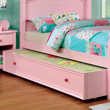 image of Transitional Solid Wood Trundle in Pink with sku:idf-7159pk-tr-foa
