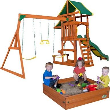 swing set with sandbox