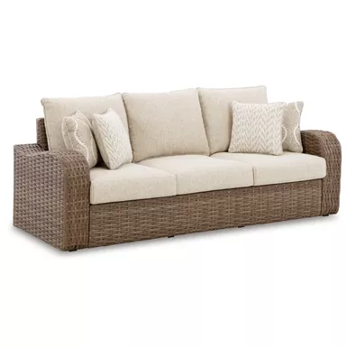 image of Sandy Bloom Outdoor Sofa with Cushion with sku:p507-838-ashley