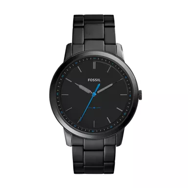 Fossil - Mens Minimalist Black Ion-Plated Watch Black Dial