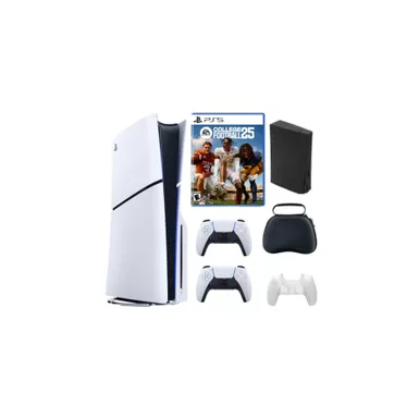 Playstation 5 Slim + College Football 25 Bundle with Extra Controller, Accessories