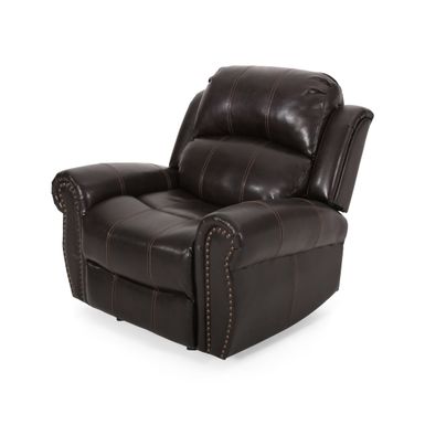 image of Charlie Bonded Leather Glider Recliner by Christopher Knight Home - Brown with sku:mlwizpqpwvxcvhqzx6hhcqstd8mu7mbs-overstock
