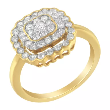 2 Micron 10K Yellow Gold plated Sterling Silver 3/4ct TDW Diamond Cocktail Ring (J-K,I2-I3) Choice of size