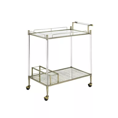 ACME Cirro Serving Cart, Antique Mirror & Wire Brass