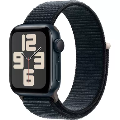 image of Apple Watch SE 2nd Generation (GPS) 44mm Midnight Aluminum Case with Midnight Sport Loop - Midnight with sku:bb21207281-bestbuy