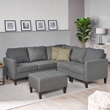 image of Zahra 6-piece Sofa Sectional with Ottoman by Christopher Knight Home - Dark Grey with sku:qugf2gaeikv9tfo7zhk52qstd8mu7mbs-overstock