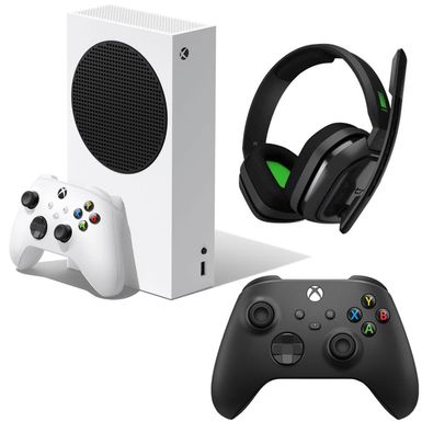 image of Microsoft - Xbox Series S Console - Bundle with Astro A10 Headset + M60 MixAmp + Xbox Wireless Controller - Carbon Black with sku:xbrrs00001z-adorama