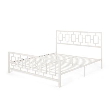 image of Claudia Iron Modern King-size Platform Bed Frame by Christopher Knight Home - Cream/ Off white with sku:yfjjxnj6k1iwlo81x8rhvwstd8mu7mbs-overstock