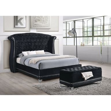 image of Coaster Furniture Barzini Black Tufted Upholstered Bed - King with sku:itedzr4vs_umnjnlxrgqzastd8mu7mbs-overstock