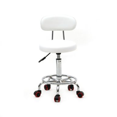 image of Round Shape Adjustable Salon Stool with Back and Line White Anti-rust Chair - Adjustable - Single - White with sku:k-gxoc7tfuwqodicmxk6rgstd8mu7mbs--ovr