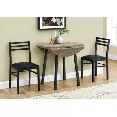 image of Dining Table Set/ 3pcs Set/ Small/ 35" Drop Leaf/ Kitchen/ Metal/ Laminate/ Brown/ Black/ Contemporary/ Modern with sku:i-1003-monarch