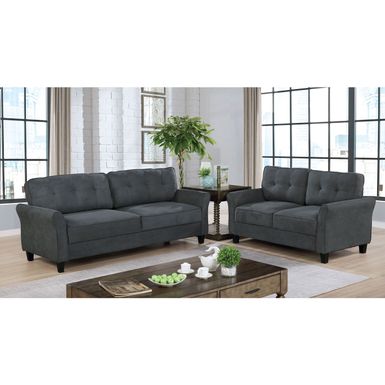 image of Furniture of America Flevio Traditional Fabric 2-piece Sofa Set - Grey with sku:kdxjzhginjhq4pd4spr-sastd8mu7mbs-fur-ovr