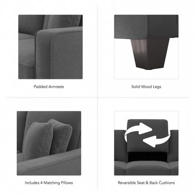 Stockton 98W L Shaped Sectional Couch by Bush Furniture - Turkish Blue
