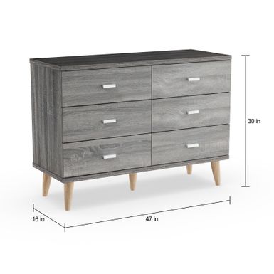 Carson Carrington Gjovik Contemporary Distressed Grey 6-drawer Dresser