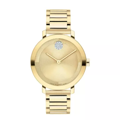 image of Movado - Ladies' Bold Evolution 2.0 Gold-Tone SS Watch w/ Crystal Dot Gold Dial with sku:3601106-powersales