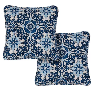 image of Hanover Toss Pillow Medallion Pattern Set of 2 with sku:hantpmed-nvy-2-almo
