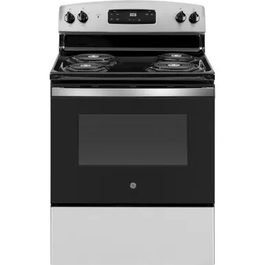 image of GE 5 Cu. Ft. Stainless Steel Freestanding Electric Range with sku:jbs360rtss-electronicexpress