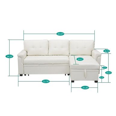Naomi Home Laura Sectional Sleeper Sofa - Elegant L-Shaped Couch - Convertible Pull-Out Bed, Ample Storage, Sturdy Construction - Gray,...