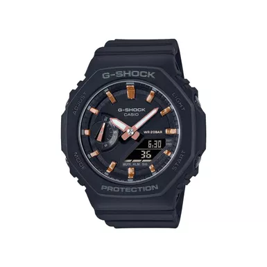 G-Shock - Ladies Octagonal Analog/Digital Black Resin Watch Black Dial