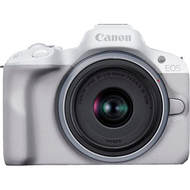 image of Canon - EOS R50 4K Video Mirrorless Camera with RF-S 18-45mm f/4.5-6.3 IS STM Lens - White with sku:bb22094962-6535120-bestbuy-canon