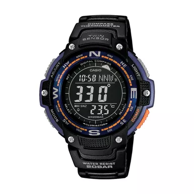 image of Casio - Mens Twin Sensor Temperature/Compass Sport Watch Black with sku:sgw100-2b-powersales