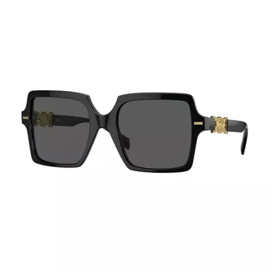 image of Versace Sunglasses (VE4441-GB1-87, Black/Dark Grey) with sku:ve4441-gb1-87|black|dark-corporatesignature