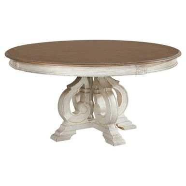 image of The Gray Barn Caelum Farmhouse Antique White 60-inch Wood Round Dining Table - Antique White/Ivory with sku:frpyfkuv0bo2zwlh3anmywstd8mu7mbs-overstock