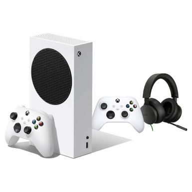 image of Microsoft - Xbox Series S Console - Bundle with Microsoft Headset + Xbox Wireless Controller - White with sku:xboxsbs1bund-electronicexpress