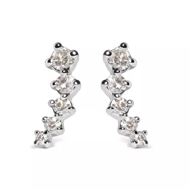 image of 10K White Gold 1/10 Cttw Diamond Journey Style Climber Stud Earrings (H-I Color, I1-I2 Clarity) with sku:021112eash-luxcom