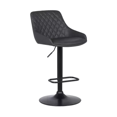 image of Anibal Adjustable Height Swivel Grey Faux Leather and Black Metal Bar Stool with sku:lcanswbablgr-armen
