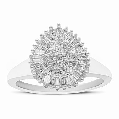 image of 10k White Gold 1/2ct TDW Diamond Cluster Ring (H-I, I1-I2) Choice of size with sku:016509r700-luxcom
