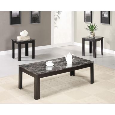 image of 3-piece Faux-marble Top Occasional Table Set Black with sku:700375-coaster