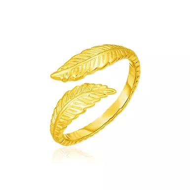 image of 14k Yellow Gold Bypass Style Toe Ring with Leaves with sku:d40622822-rcj