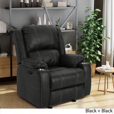image of Sarina Faux Leather Recliner Club Chair by Christopher Knight Home - Black with sku:fv_bljxasc3vyxh1q4q9rqstd8mu7mbs-overstock