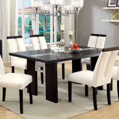 image of Contemporary Wood LED Dining Table in Black with sku:idf-3559t-foa