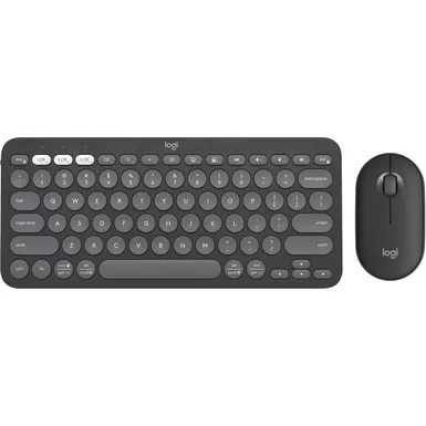 image of Logitech - Pebble 2 Combo Slim Multi-Device Bluetooth Keyboard and Mouse, Tonal Graphite with sku:bb22193717-bestbuy