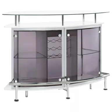 image of Gideon Crescent Shaped Glass Top Bar Unit with Drawer with sku:182235-coaster