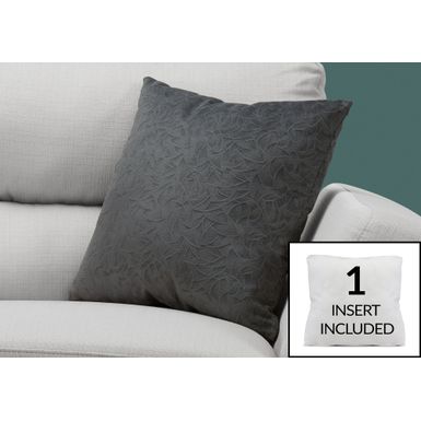 image of Pillows/ 18 X 18 Square/ Insert Included/ decorative Throw/ Accent/ Sofa/ Couch/ Bedroom/ Polyester/ Hypoallergenic/ Grey/ Modern with sku:i9258-monarch